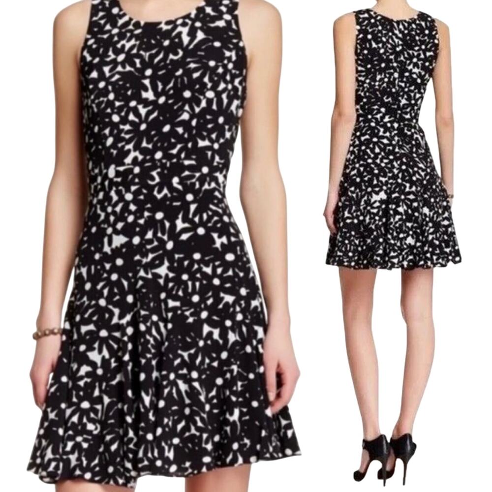 Diane Von Furstenberg Clara Mini Dress Garden Daisy Floral Print Black White 4